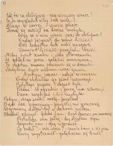 A rhyming letter by Witold Pilecki to his son Andrzej