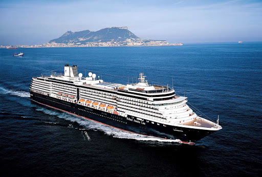 The Noordam passes the Rock of Gibraltar, the British overseas territory near the southern tip of Portugal.