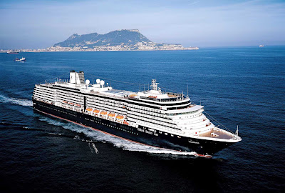 The Noordam passes the Rock of Gibraltar, the British overseas territory near the southern tip of Portugal.