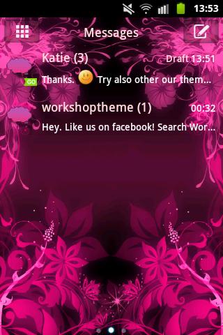 GO SMS Theme Pink Flower