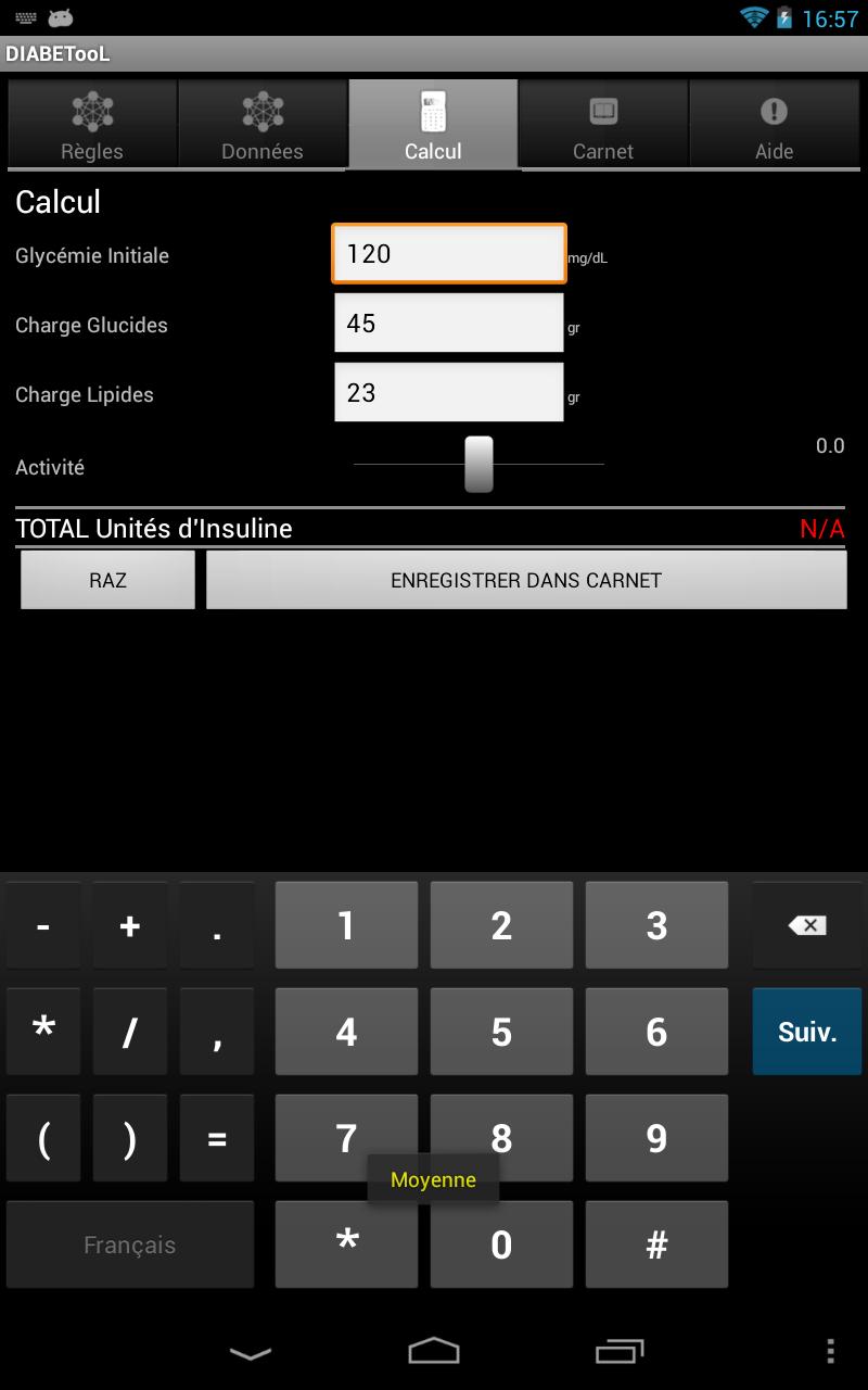 DIABETooL Insulin Calc Screen 1