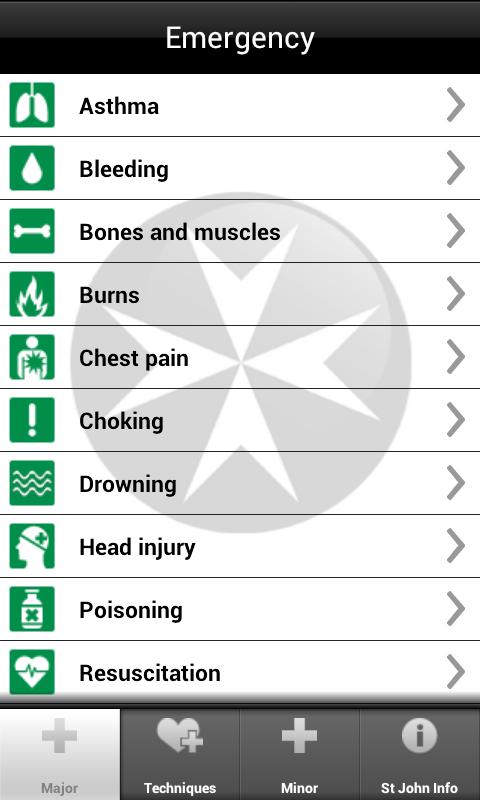 Android application St John Ambulance First Aid screenshort
