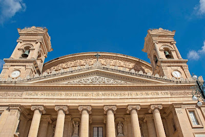 The Church of the Assumption of Our Lady, commonly known as the Rotunda of Mosta, in Mosta, Malta. 