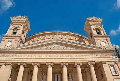 The Church of the Assumption of Our Lady, commonly known as the Rotunda of Mosta, in Mosta, Malta. 
