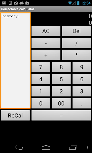 Calculator w History to Recal