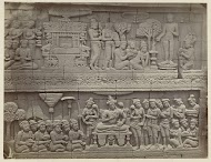 Basreliëf in de muur aan de oostzijde van de Borobudur