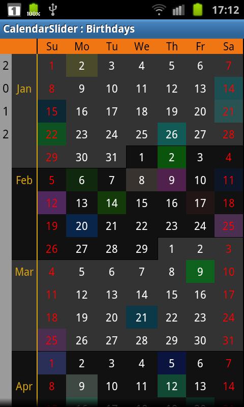 Calendar Slider Pro Screen 2