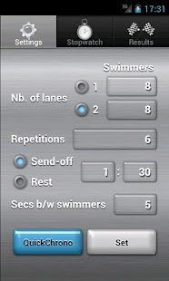 Android application ChronoSwim screenshot