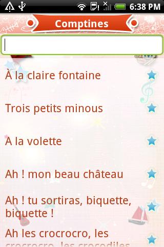 Android application Comptines, Chansons enfantines screenshort