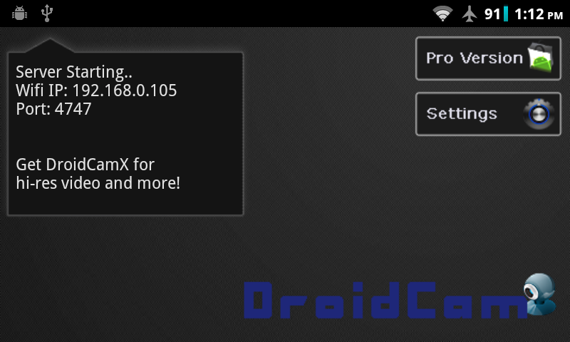 DroidCam Wireless Webcam - screenshot
