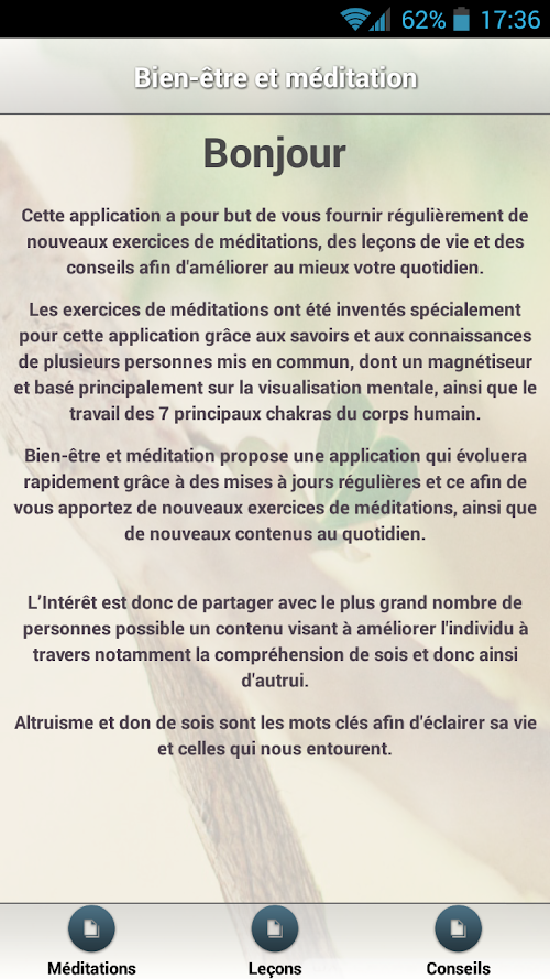 Android application Bien-être et méditation screenshort