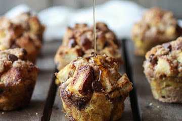 Cinnamon Brioche Chocolate Chip French Toast Muffins with Coconut Streusel