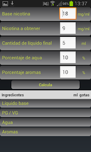 E-Liquid Calculator NOADS Screen 2