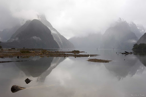 Mists_of_Milford_Sound - On calm days, the deep waters of Milford Sound reflect the landscapes like a perfect mirror. And when clouds linger around the towering peaks, there's a sense of isolation from the outside world. This fJord and 13 others are part of a protected national park and World Heritage site.