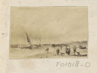 Fotoreproductie van (vermoedelijk) een prent met een strandgezicht