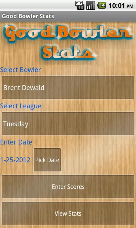 Android application Good Bowler Stats screenshort