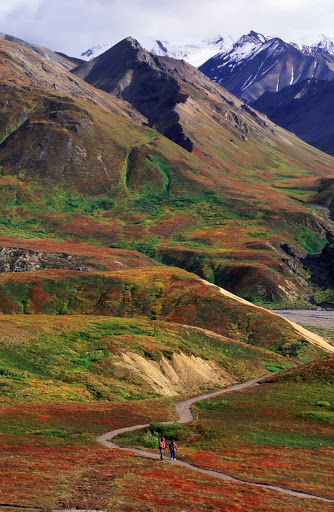 The Alaska Mountain Range in Denali National Park in Alaska.