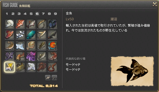Ff14 魚類図鑑 金魚 Fainal Fantasy Xiv 攻略情報