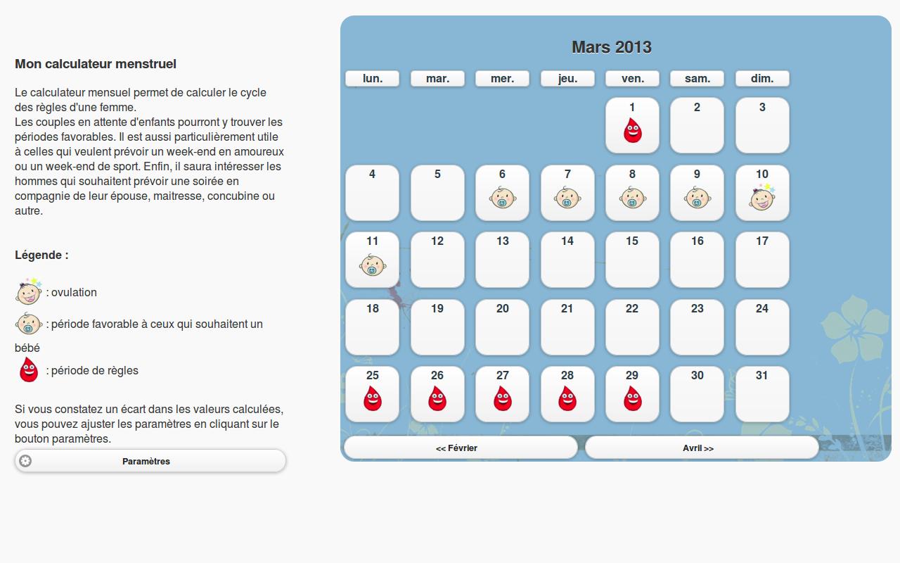 Android application My menstrual calculator screenshort