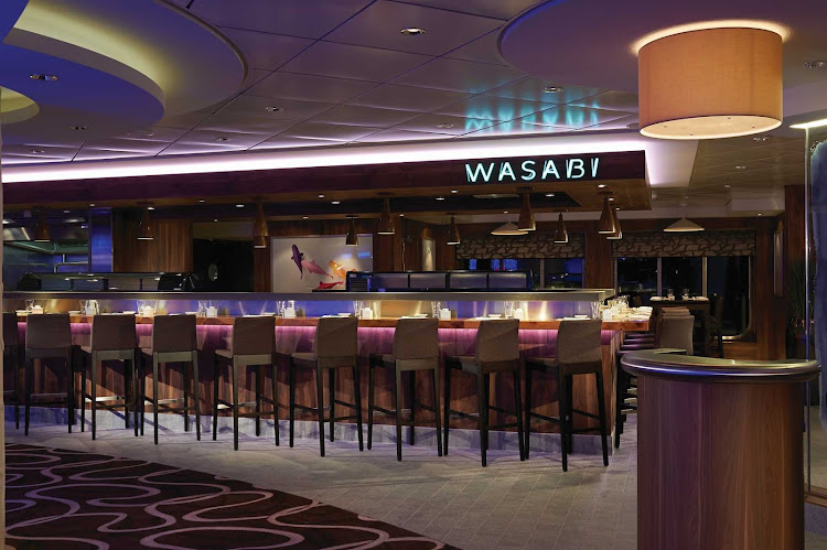 Norwegian Getaway's Wasabi is an a la carte sushi bar and Yakitori grill with contemporary interiors, perfect for any guest craving Japanese dishes.
