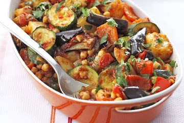 Roast summer vegetables & chickpeas