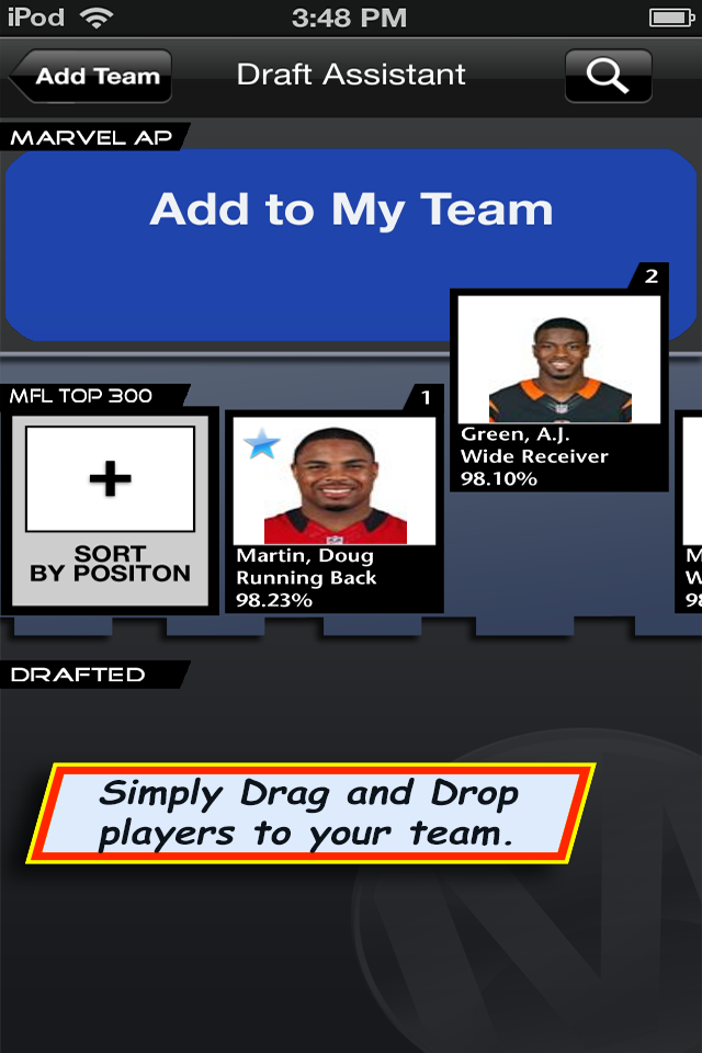 Fantasy Football Draft Asst. Screen 2