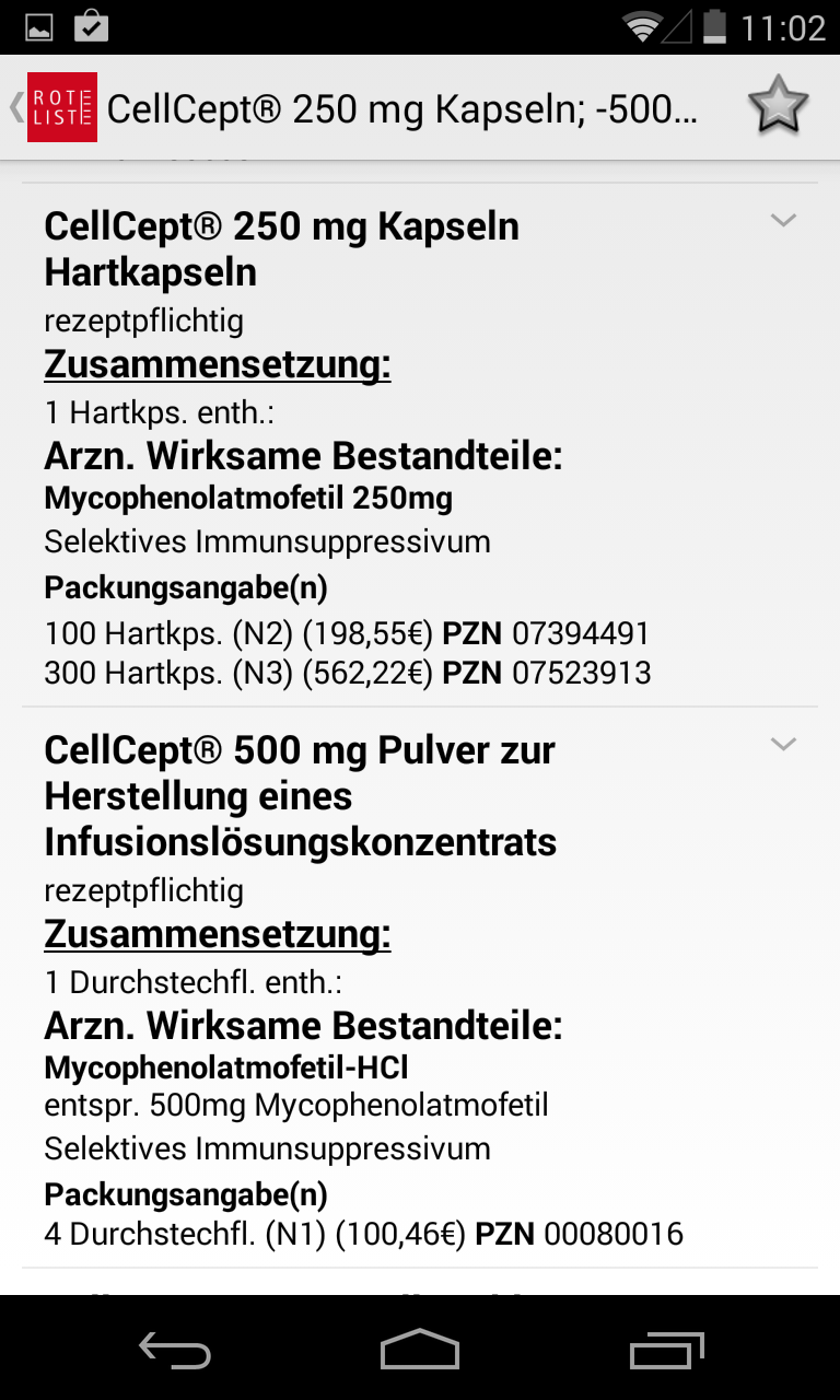 ROTE LISTE® Medikamente Screen 3