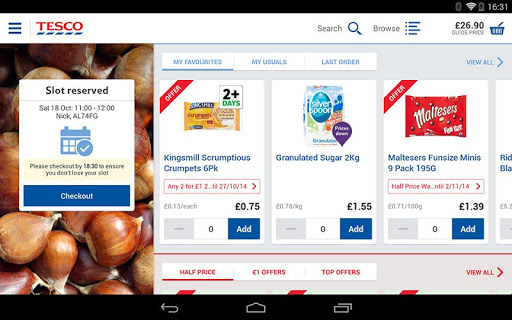 Tesco Groceries Tablet