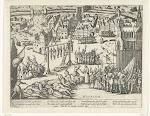 Moord op de verdedigers van Haarlem door Spaanse soldaten, na de overgave van de stad op 13 juli 1573. Frans Hogenberg, 1573-1575