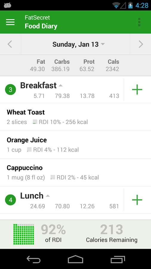Calorie Counter by FatSecret - Android Apps on Google Play