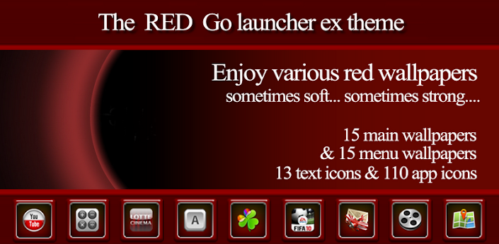 Apk RED Go launcher theme v1.1 Apps