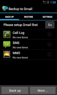Backup message & call to Email - screenshot thumbnail