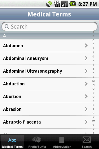 Android application Medical Terminology and Abbrev screenshort