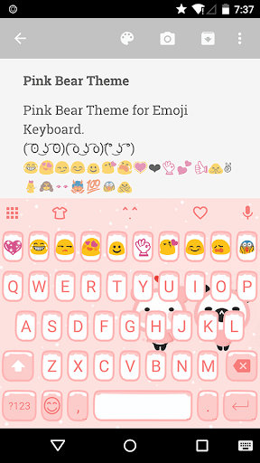 Pink Bear Emoji Keyboard Theme