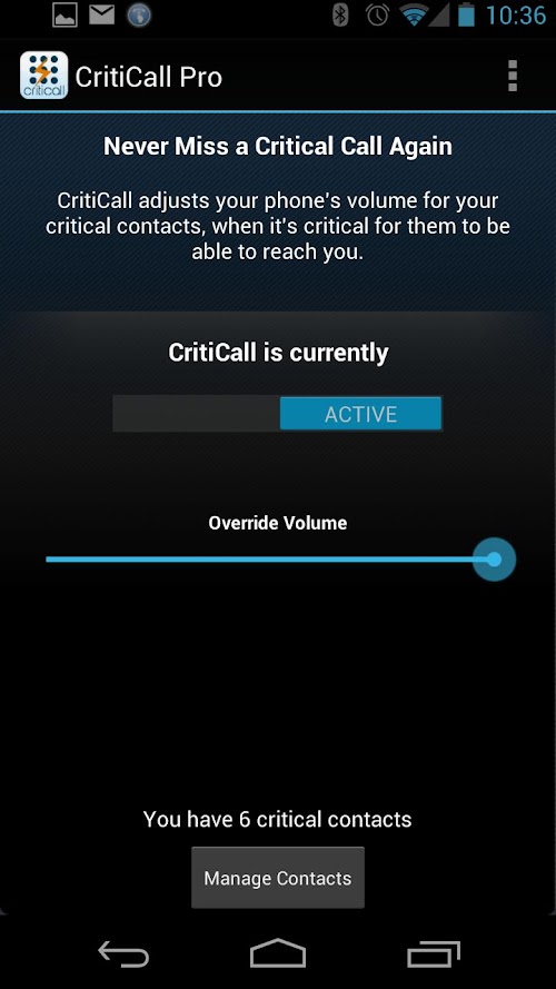Android application CritiCall Pro screenshort