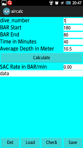 Diving_SAC Rate calculation