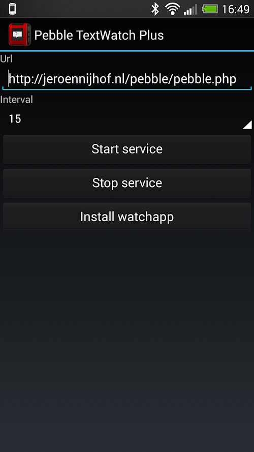 Android application Pebble TextWatch Plus screenshort