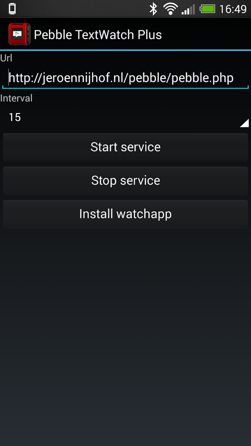 Pebble TextWatch Plus Screen 1