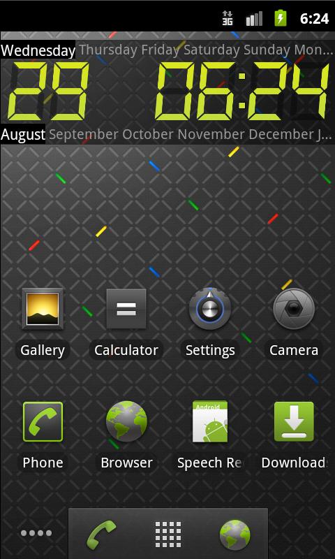 Android application Digital clock widget. Black screenshort