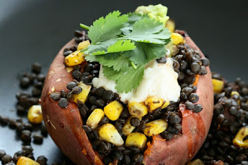 Beluga Lentil Stuffed Sweet Potatoes