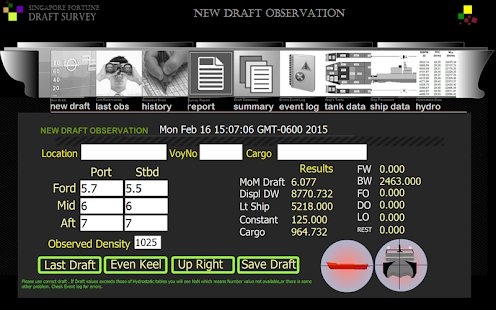Draft survey software