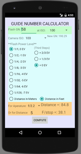 Guide Number Calculator