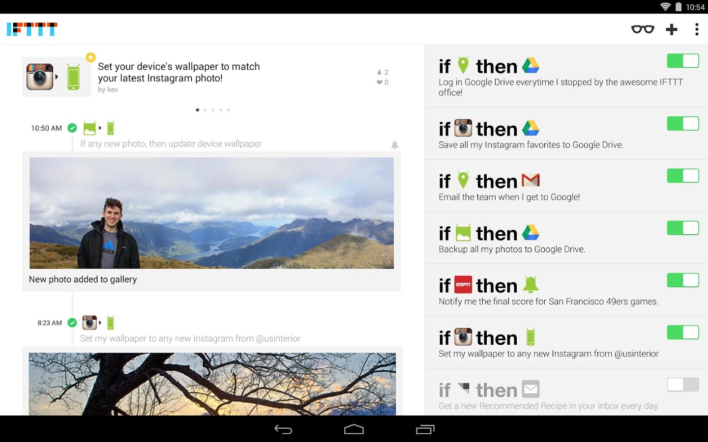 IFTTT - screenshot