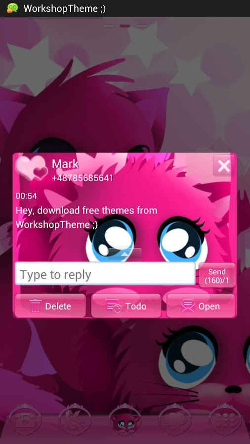 Pembe kedi theme 4 GO SMS Pro Google Play�de Android Uygulamaları