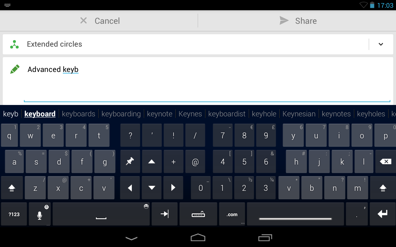 Thumb Keyboard (Phone/Tablet) - screenshot
