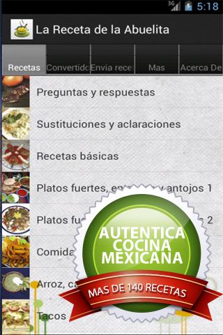 Android application La Receta de la Abuelita screenshort