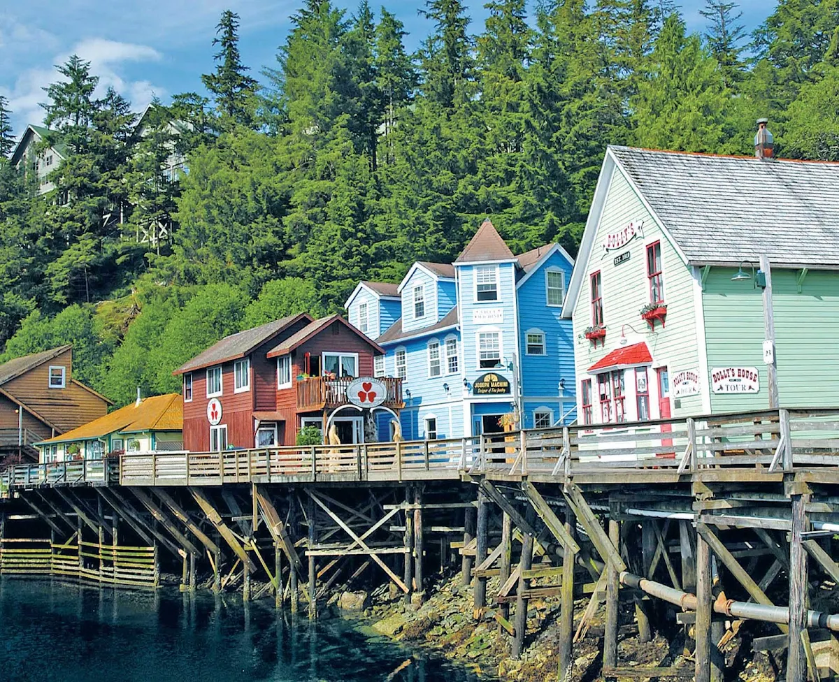 Creek-Street-Ketchikan-Alaska - On your Princess Cruises visit to Ketchikan, Alaska, be sure to check out Creek Street and the antique boardwalk on wooden pilings over Ketchikan Creek, home to restaurants, curio shops and, on some days, great salmon viewing.