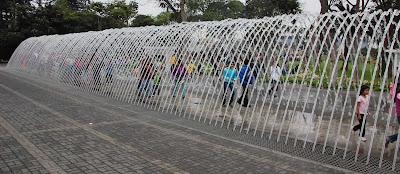 A tunnel of water as public art in Lima, Peru. 