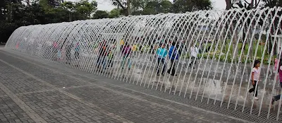 A tunnel of water as public art in Lima, Peru. 