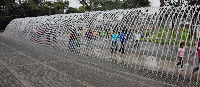 A tunnel of water as public art in Lima, Peru. 